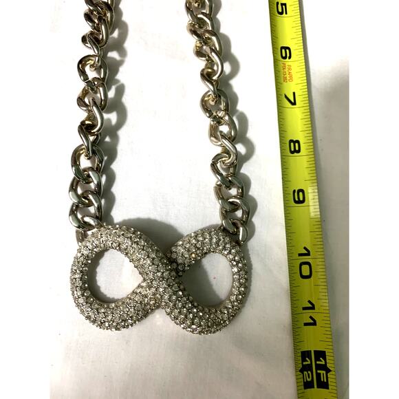 Vintage Chunky Bold Rhinestone Chain Link Infinity Necklace - Picture 5 of 7